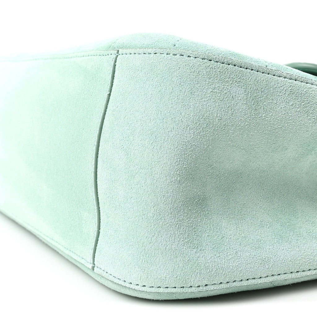 Suede Calfskin Small Souplissimo Maxi Flap Green