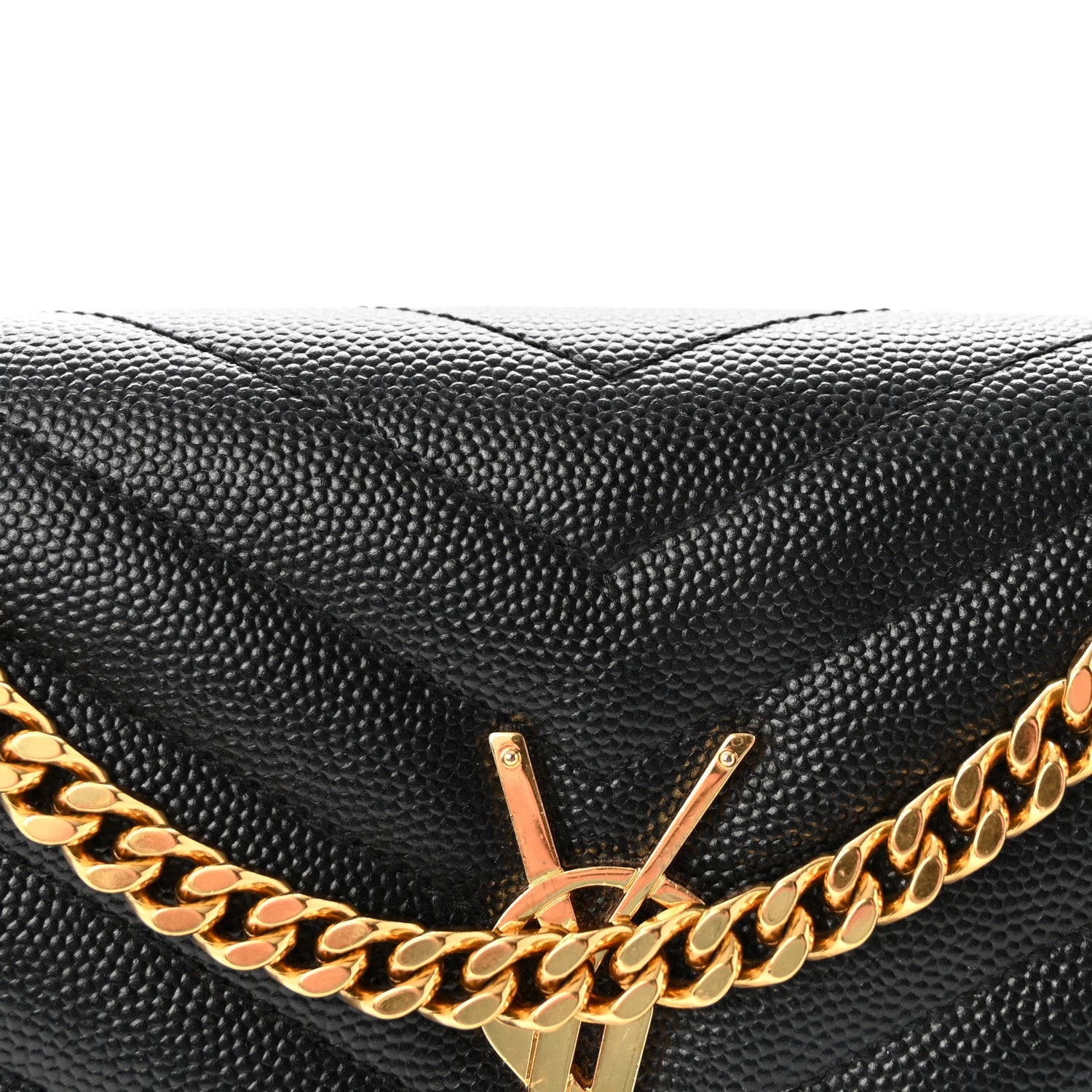 Grain De Poudre Matelasse Chevron Monogram Chain Wallet Black