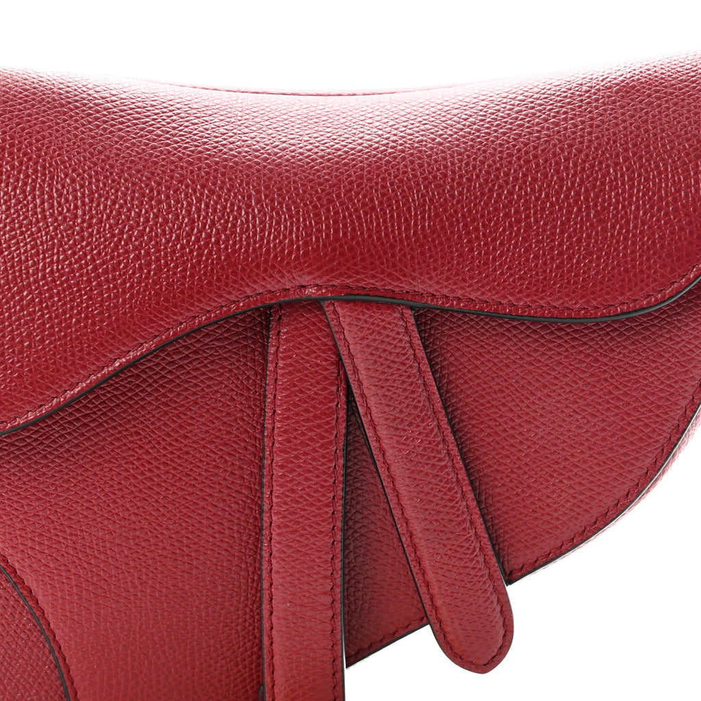 Grained Calfskin Mini Saddle Bag Red