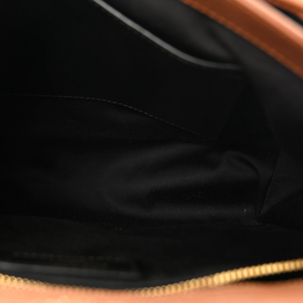 Crinkled Calfskin Matelasse Monogram Medium Niki Chain Satchel Caramel