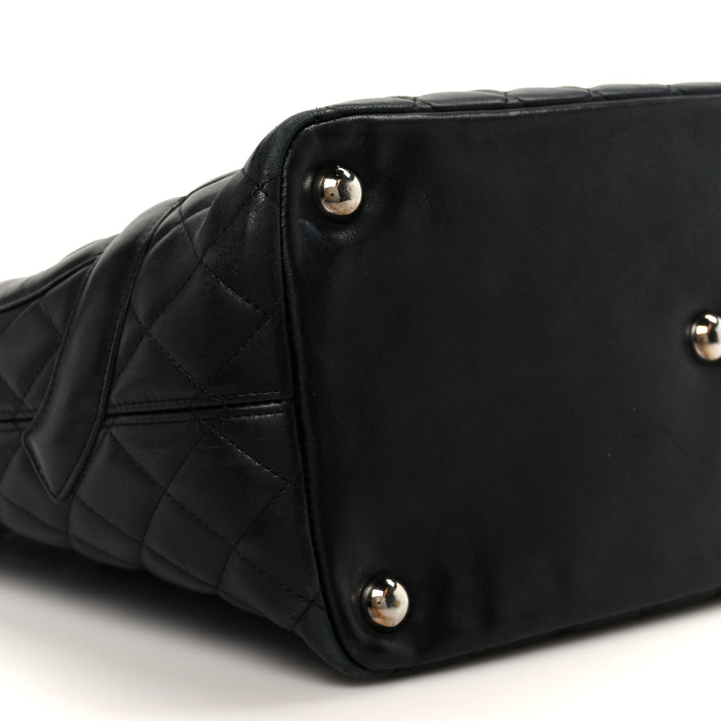 Calfskin Quilted Large Cambon Tote Black