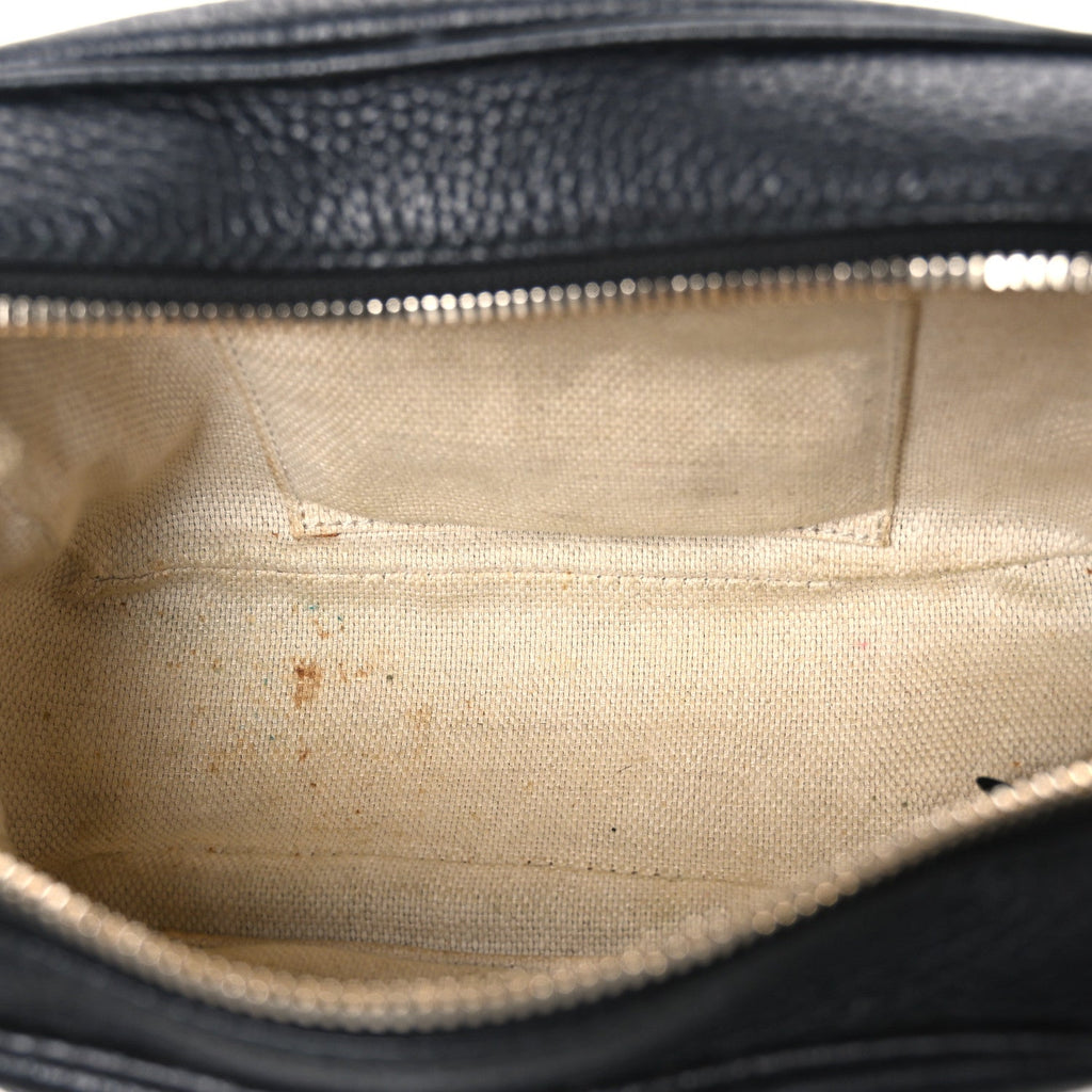 Pebbled Calfskin Small Soho Disco Bag Black
