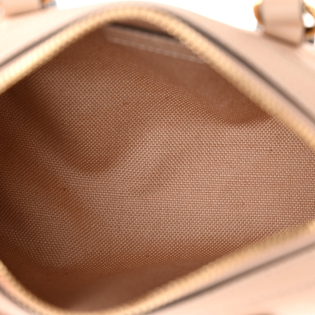 Gilbert Calfskin Jumbo GG Embossed Super Mini Top Handle Bowler Bag Beige