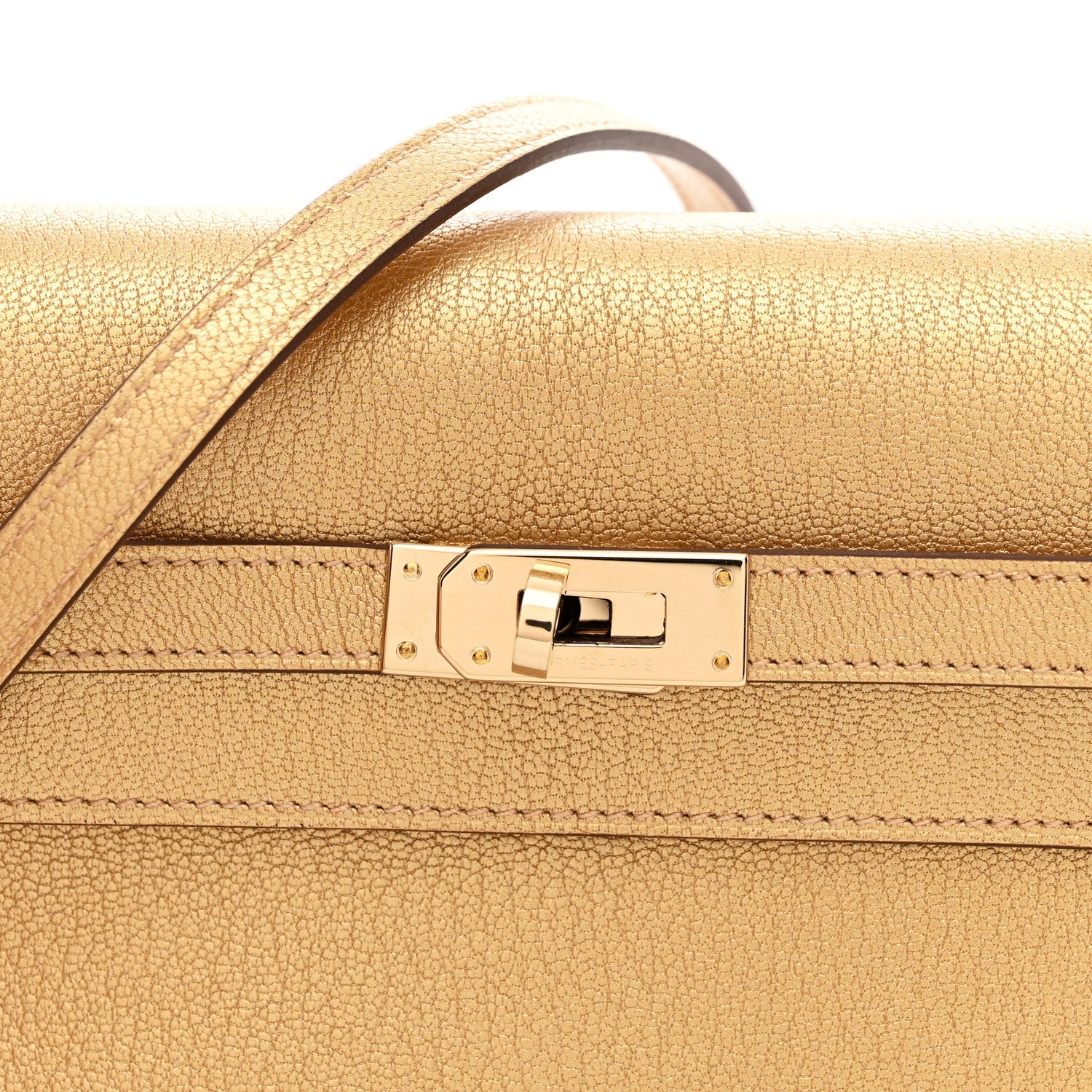 Metallic Chevre Chamkilight Kelly Wallet To Go Dore