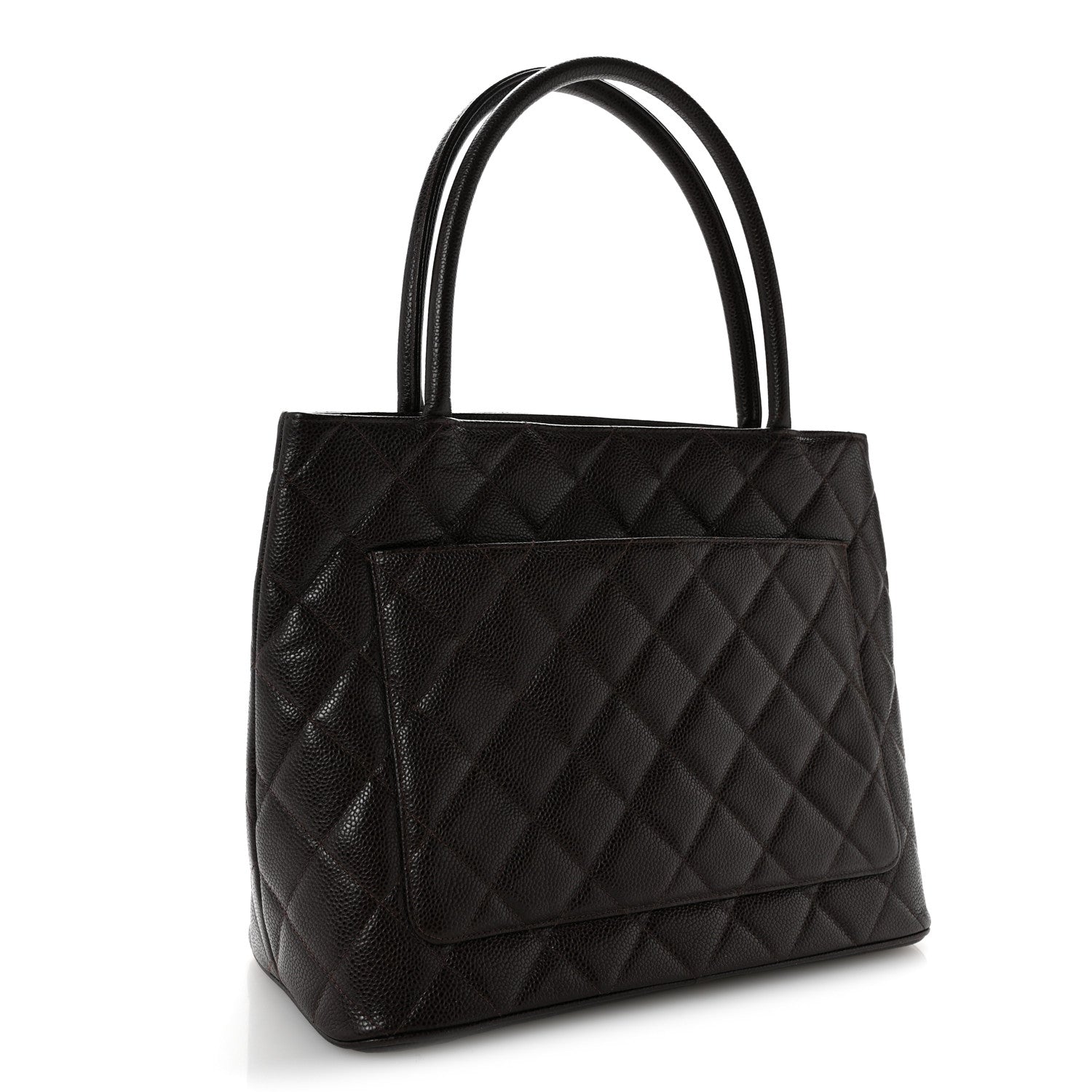 Caviar Quilted Medallion Tote Dark Brown