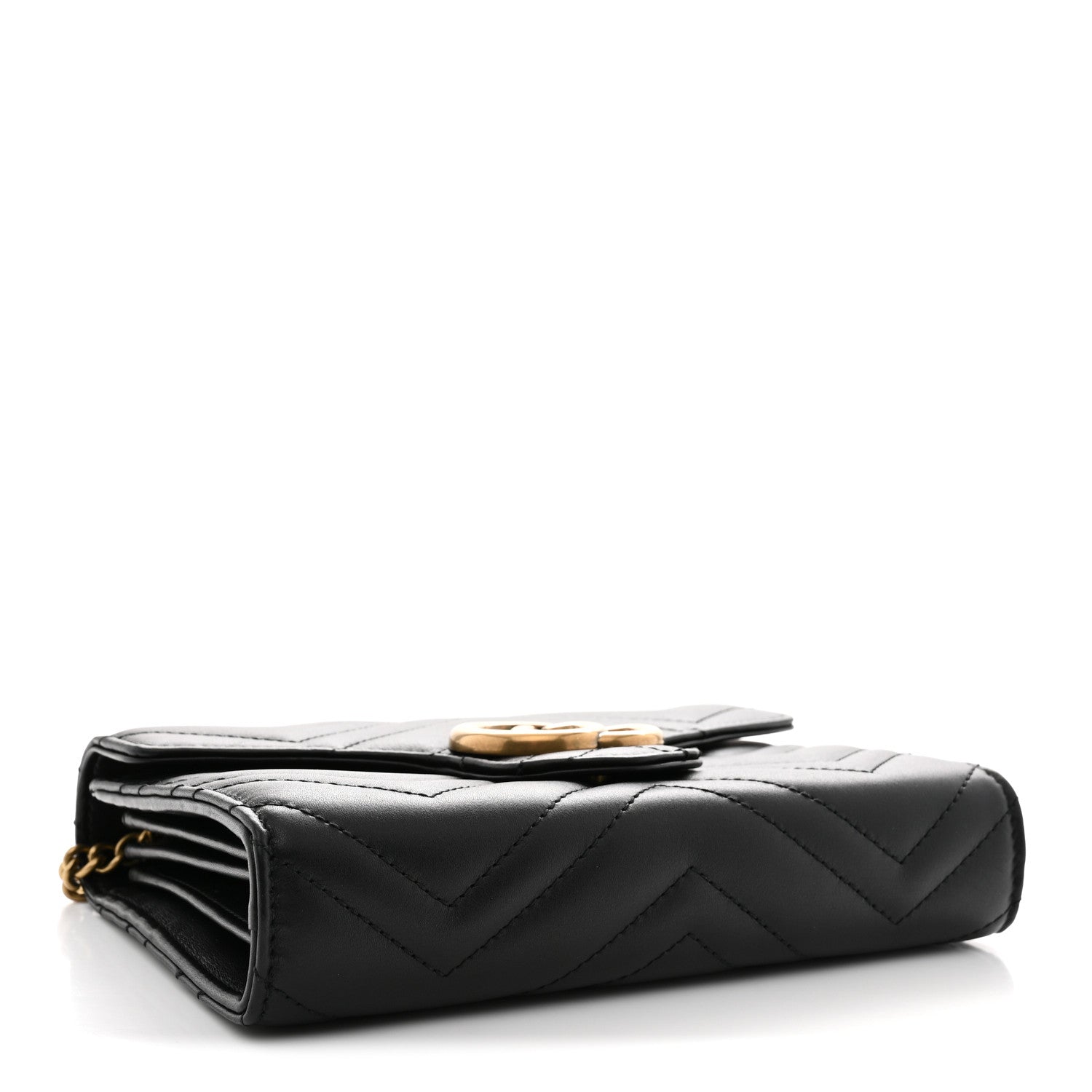 Calfskin Matelasse GG Marmont Chain Wallet Black
