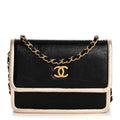 Metallic Calfskin Clutch With Chain Black Gold