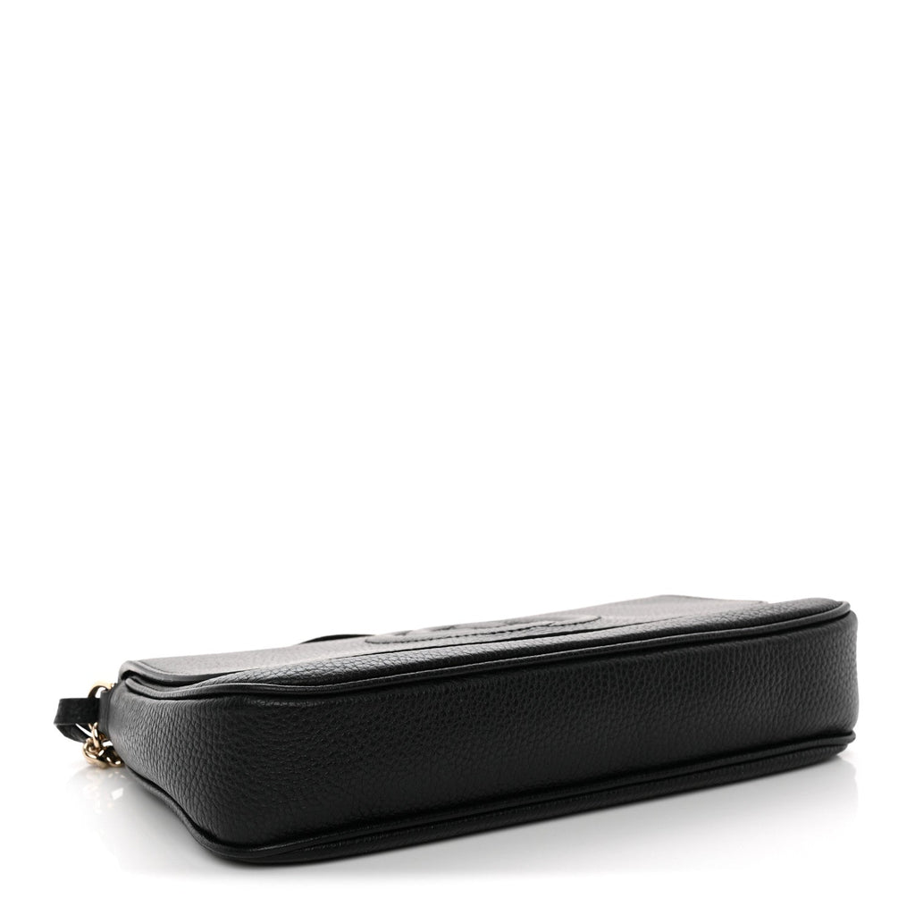 Pebbled Calfskin Medium Soho Flap Crossbody Black