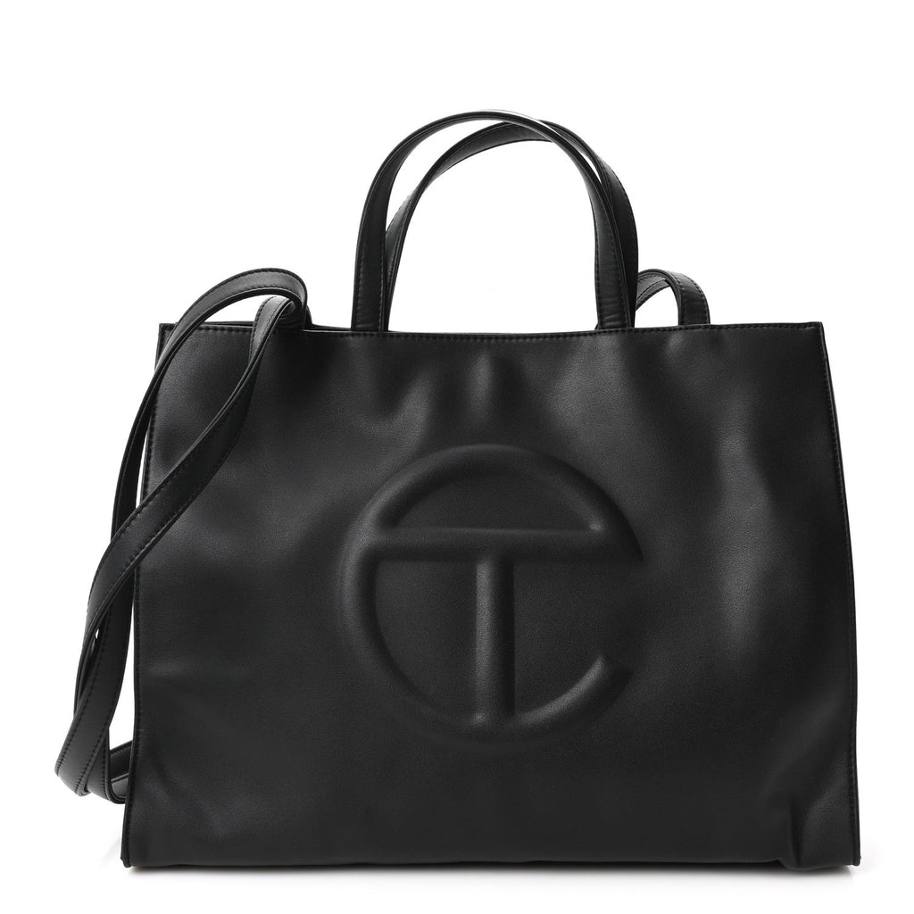 Vegan Leather Medium Shopping Bag Black