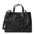 Vegan Leather Medium Shopping Bag Black