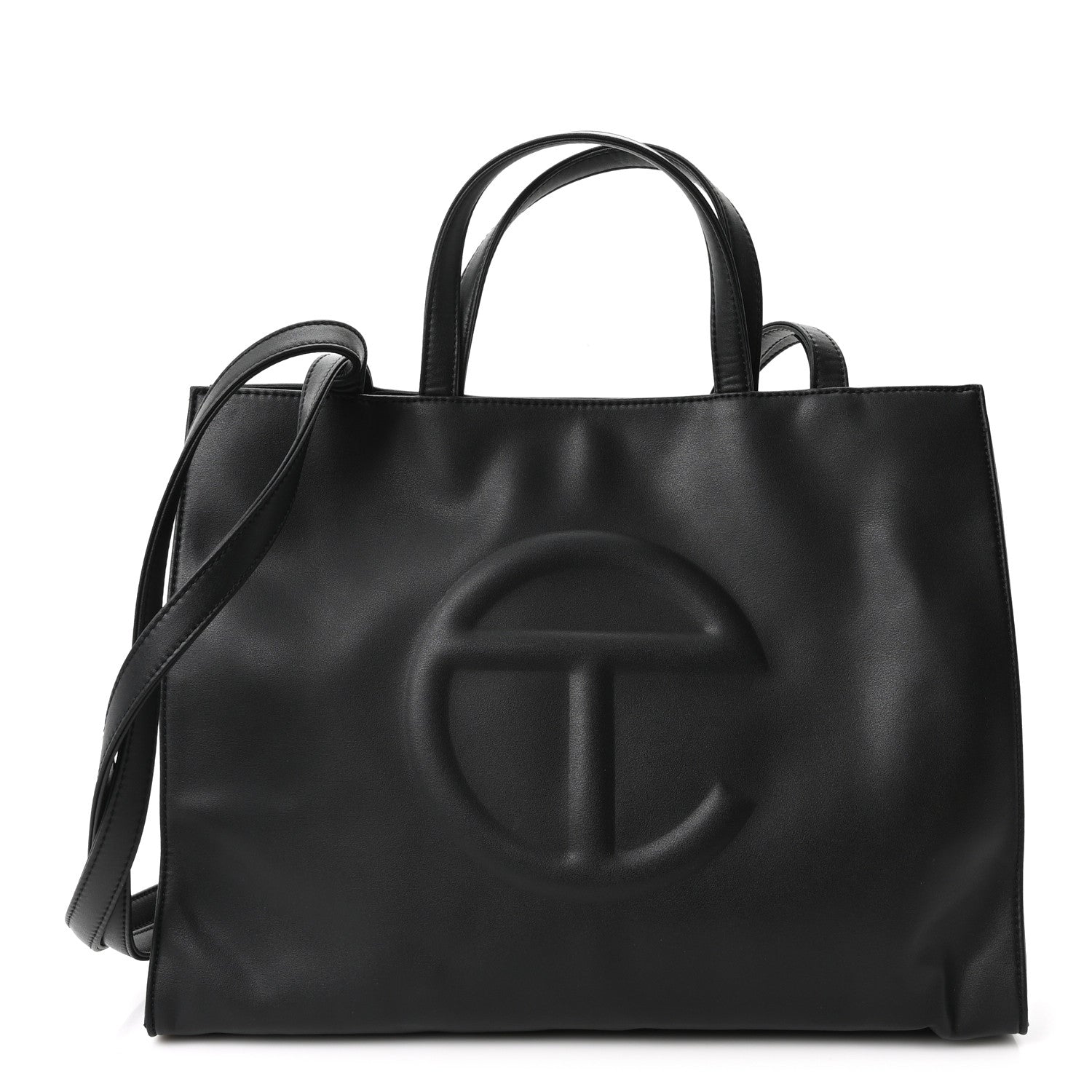Vegan Leather Medium Shopping Bag Black