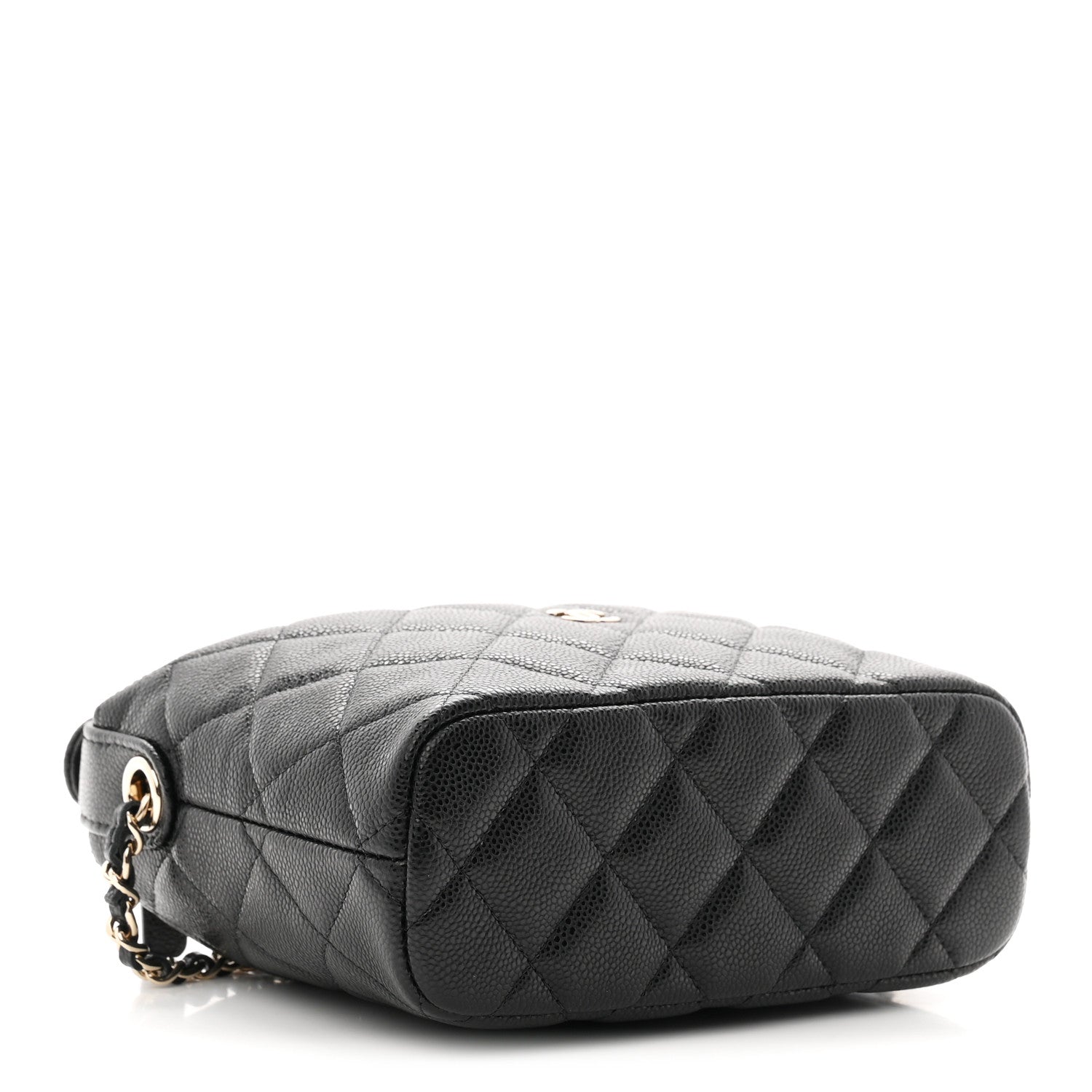 Caviar Quilted Hobo Clutch With Chain Black