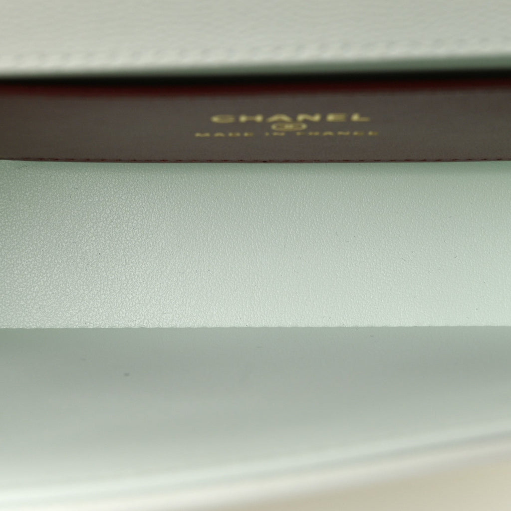 Shiny Caviar Mini Preppy Coco Shoulder Bag Light Blue