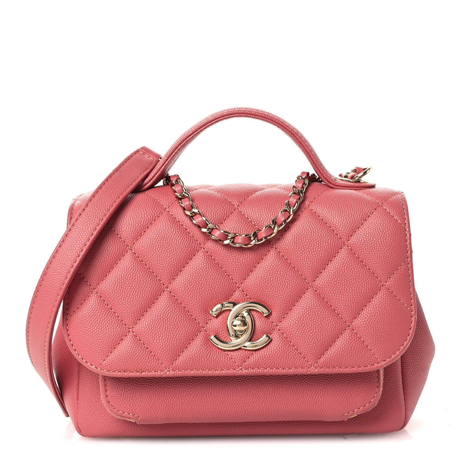 Caviar Quilted Small Business Affinity Flap Pink