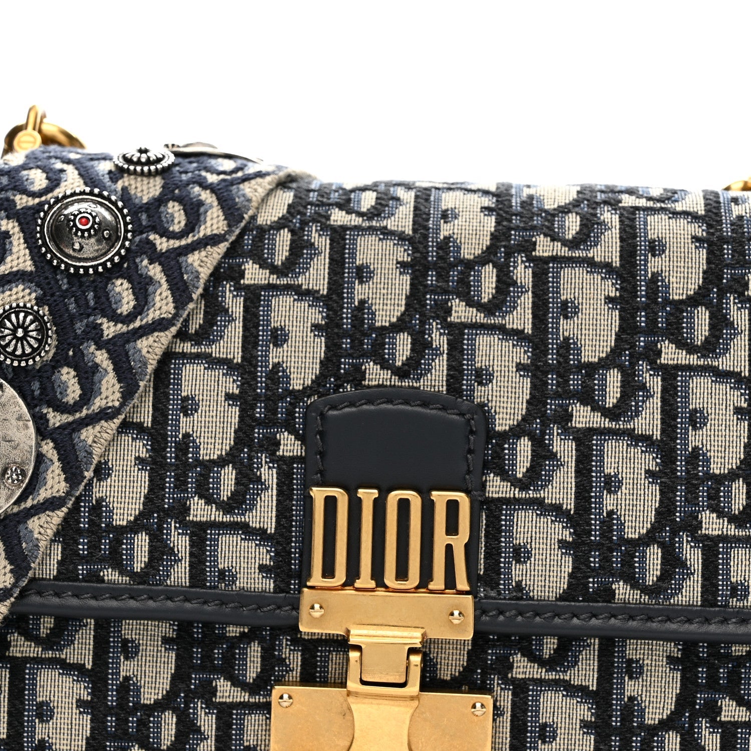 Oblique Small DiorAddict Flap Bag Navy Blue