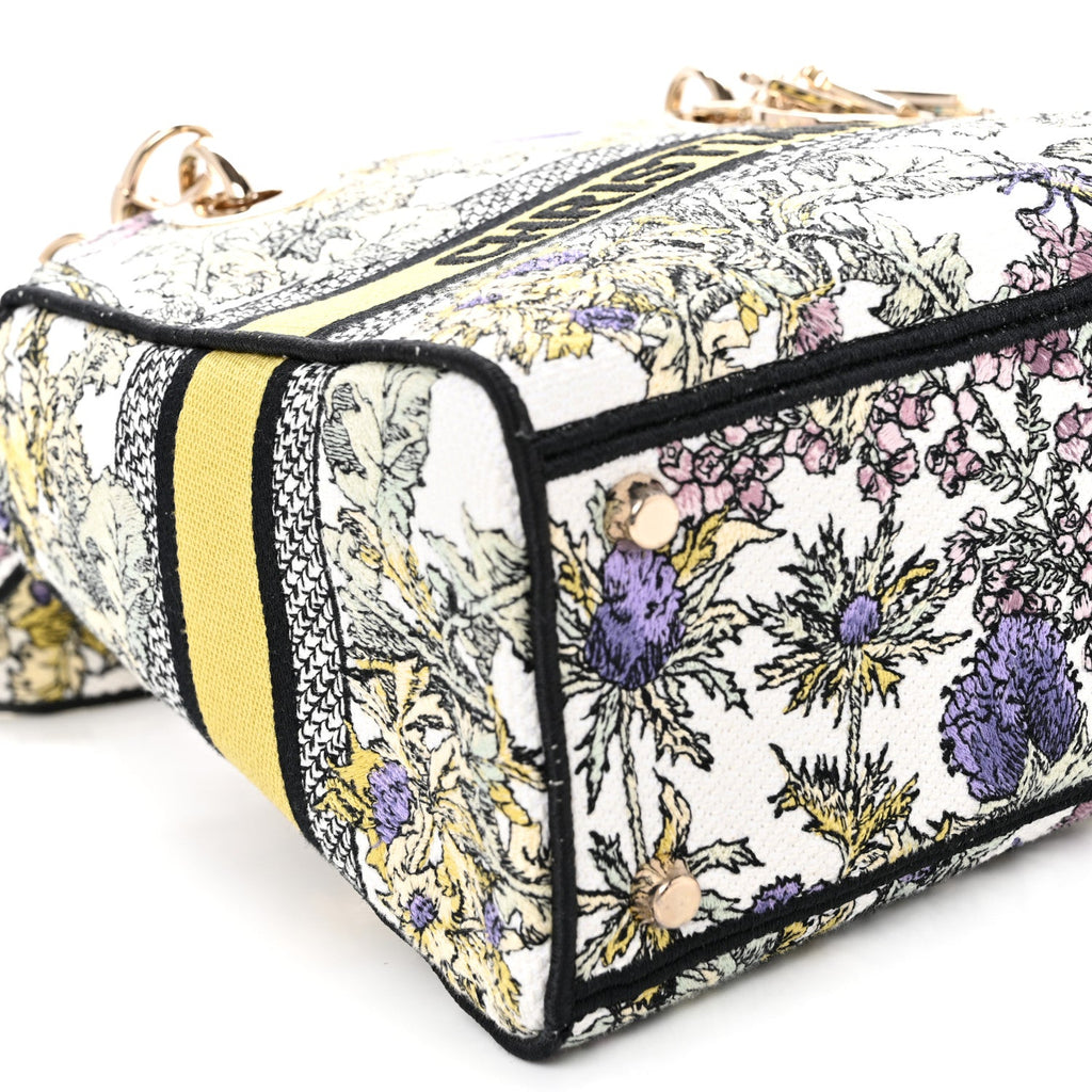 Canvas Embroidered Chardons Toile De Jouy Medium Lady D-Lite Latte Multicolor