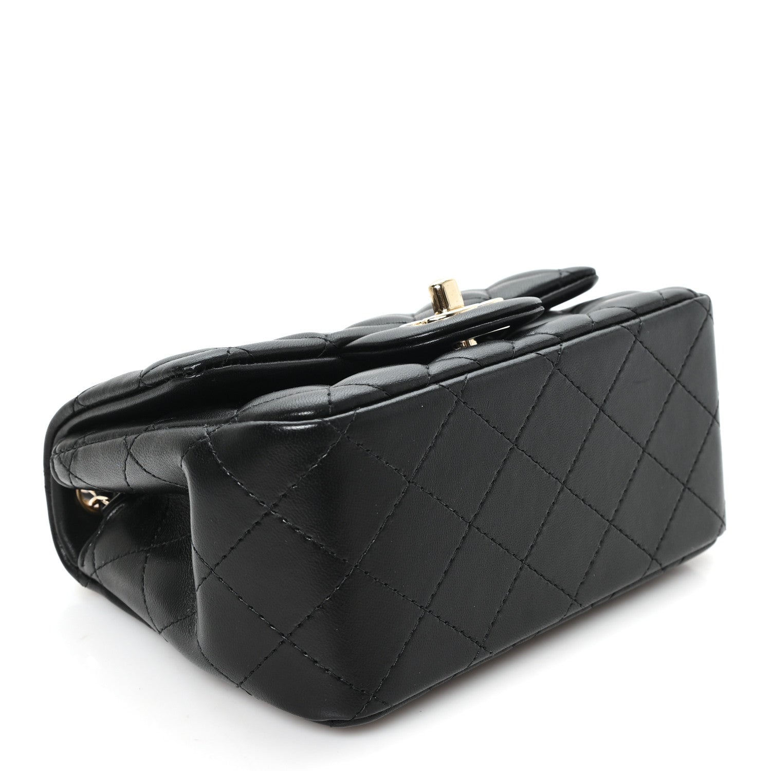 Lambskin Quilted Mini Square Flap Black