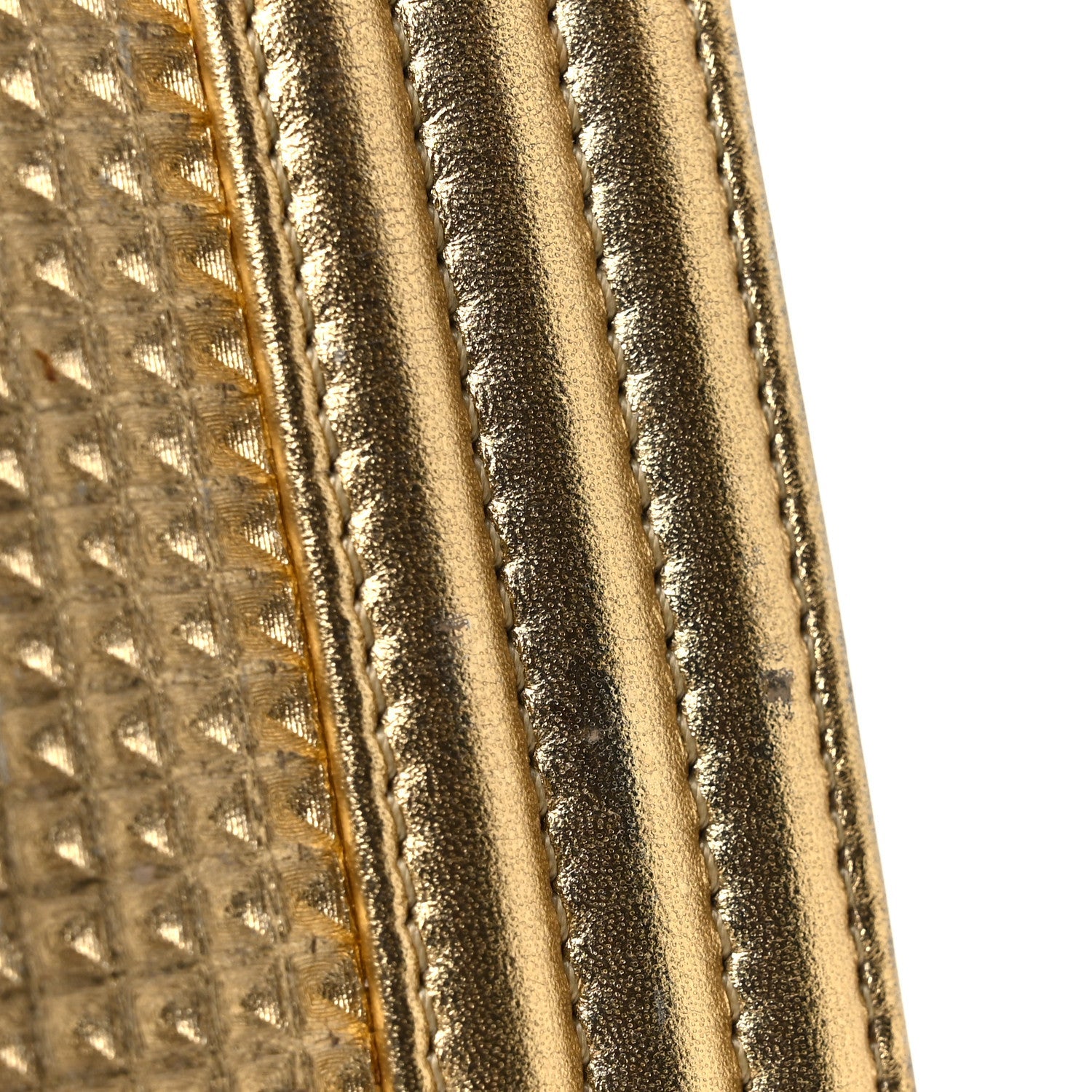 Metallic Lambskin Embossed Small Cube Boy Flap Gold
