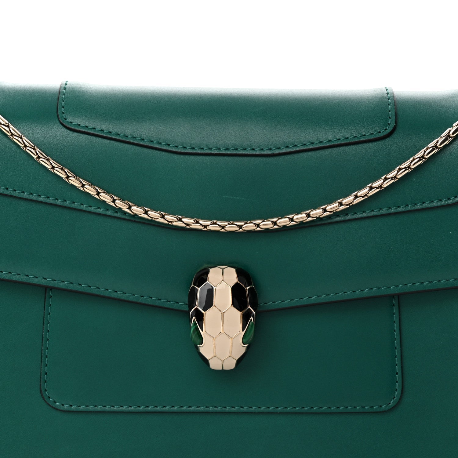 Calfskin Serpenti Forever Snake Strap Crossbody Bag Emerald Green