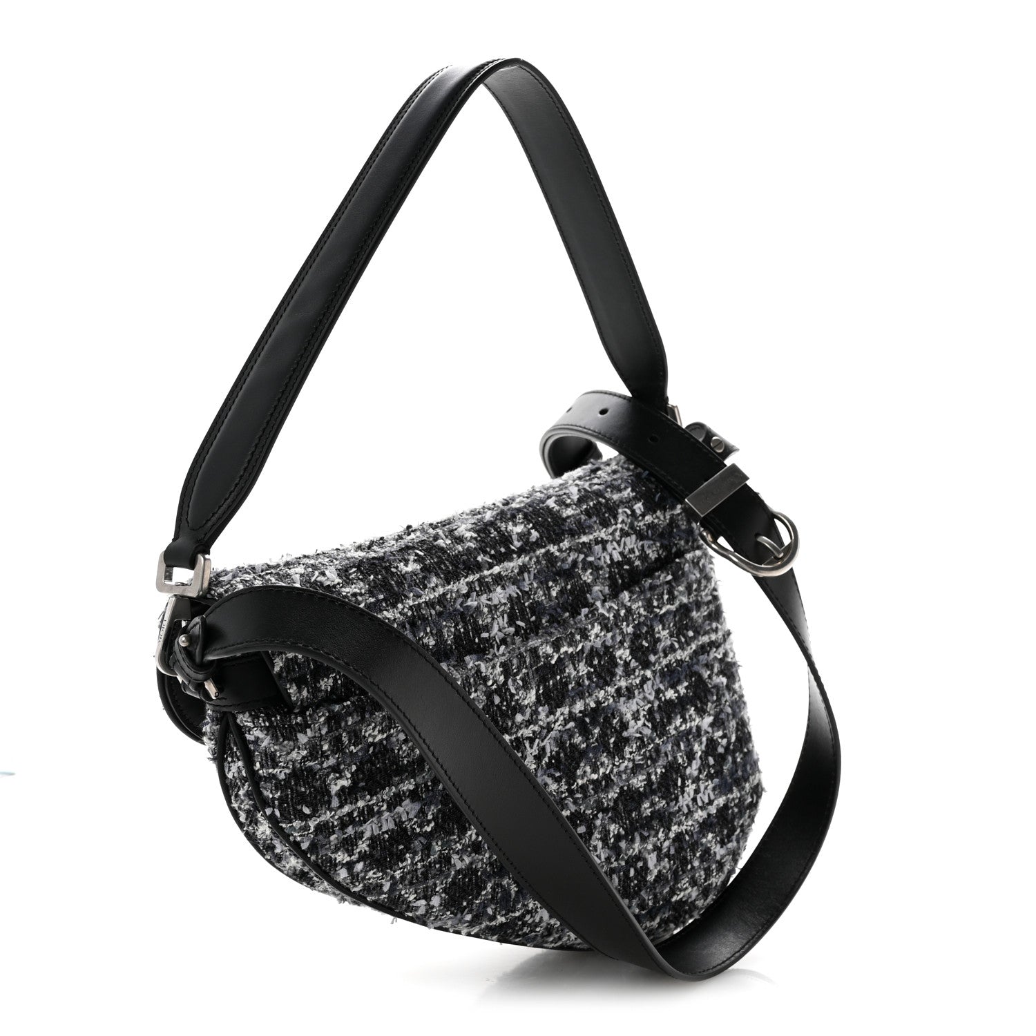Tweed Saddle Bag Black Silver