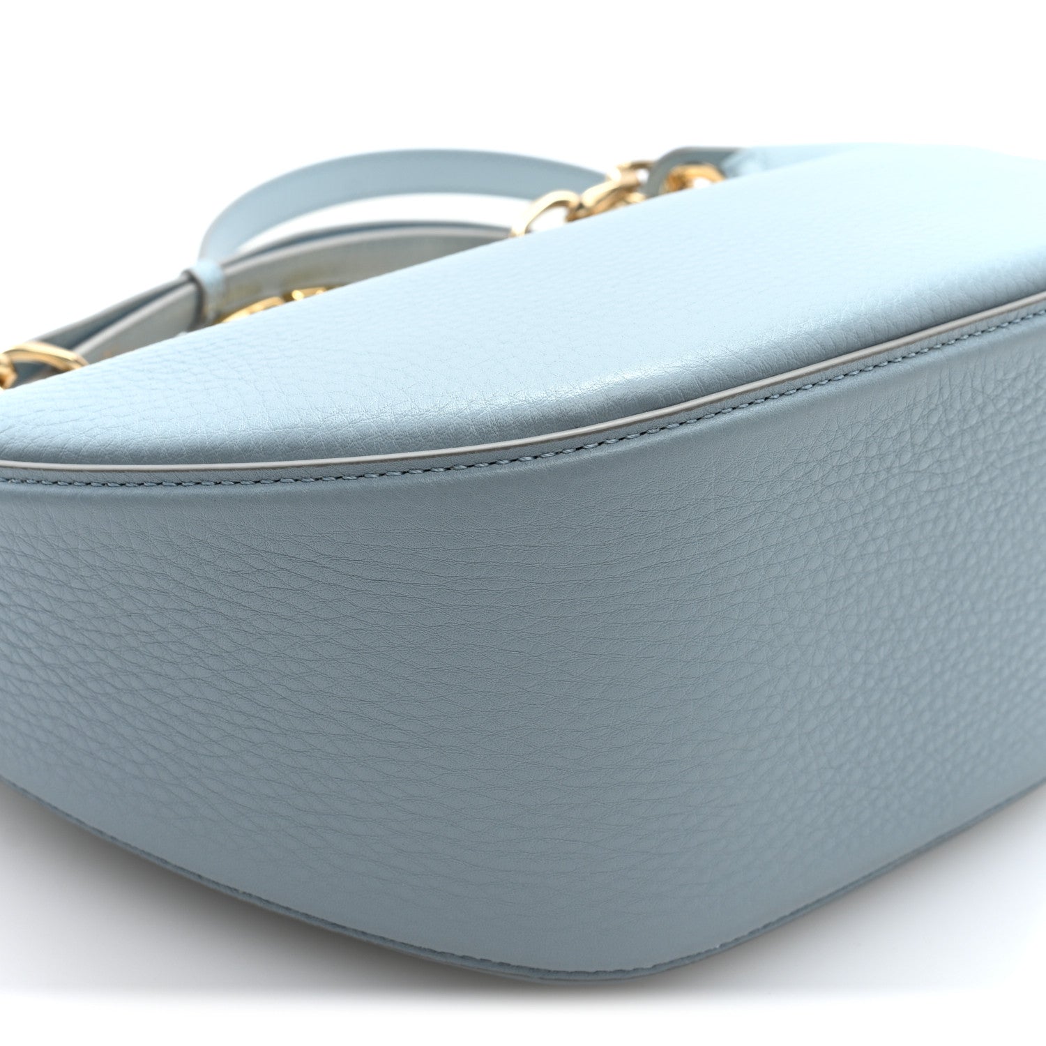 Grainy Calfskin Small Vlogo Moon Hobo Bag Blue