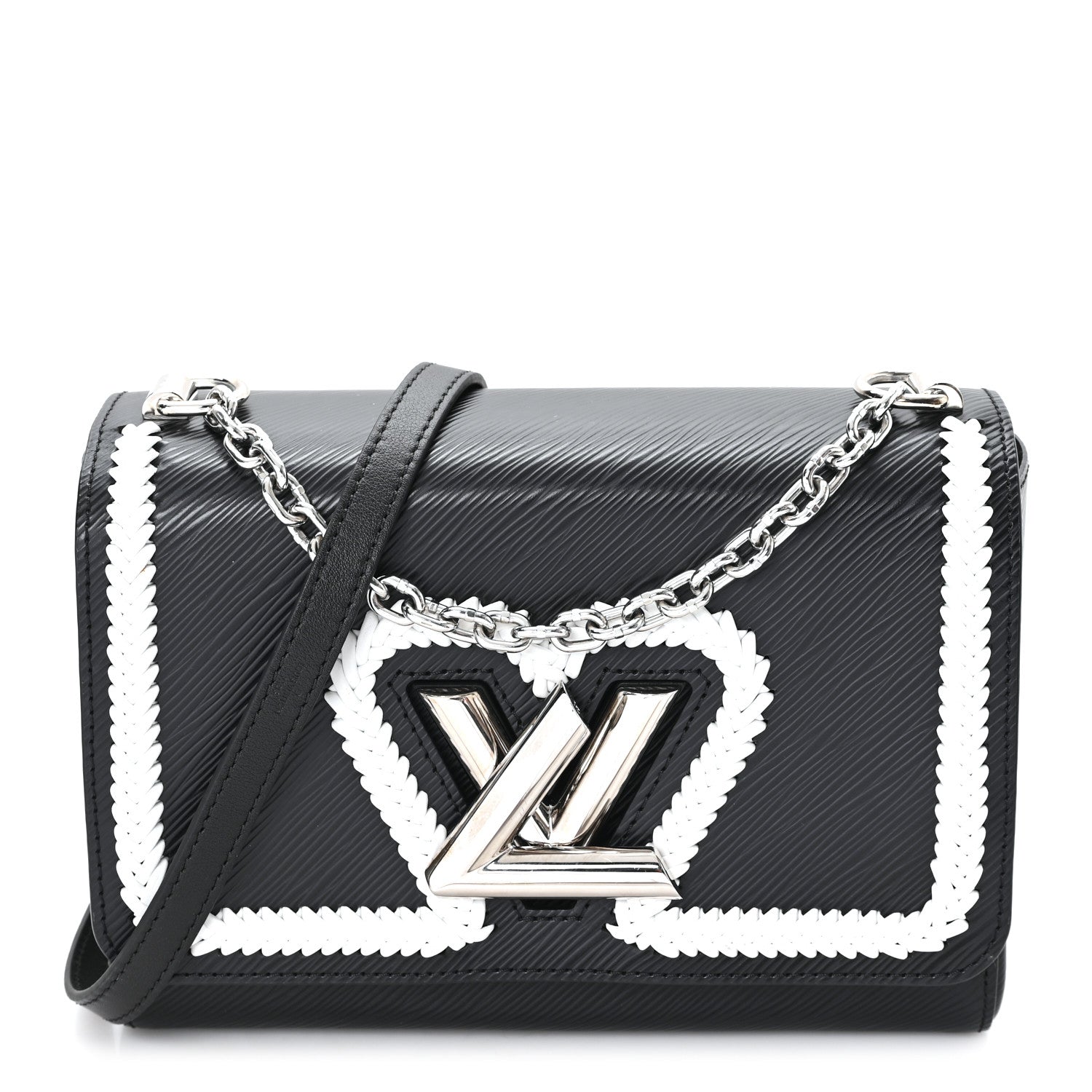 Epi Whipstitch Heart Twist Shoulder Bag MM Black