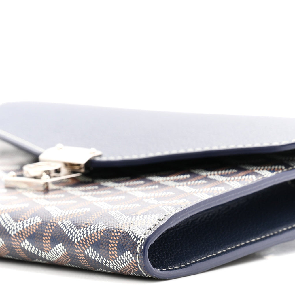 Goyardine Calfskin Chypre Wallet Pouch Navy