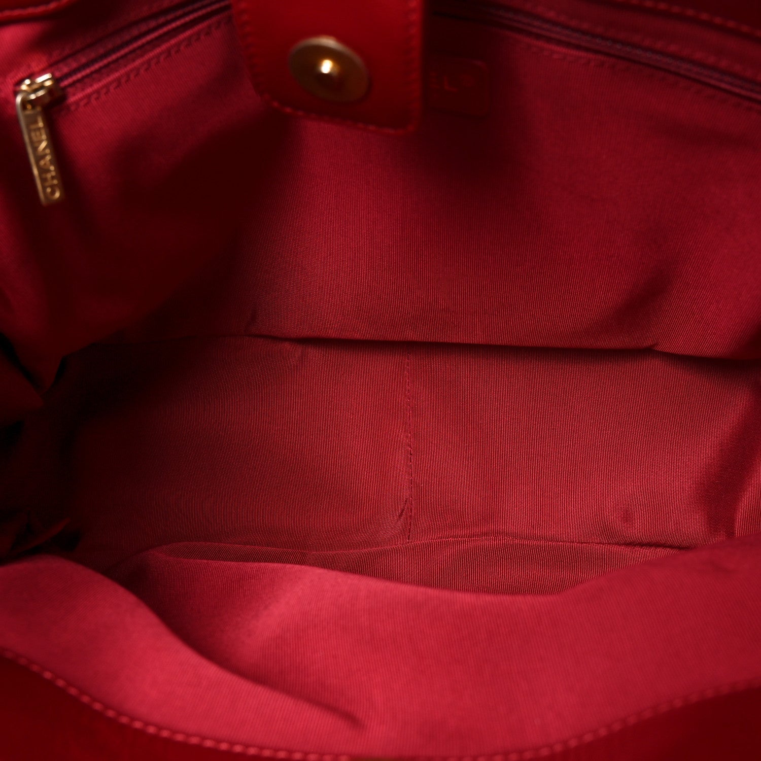 Shiny Aged Calfskin Shopping Bag Red