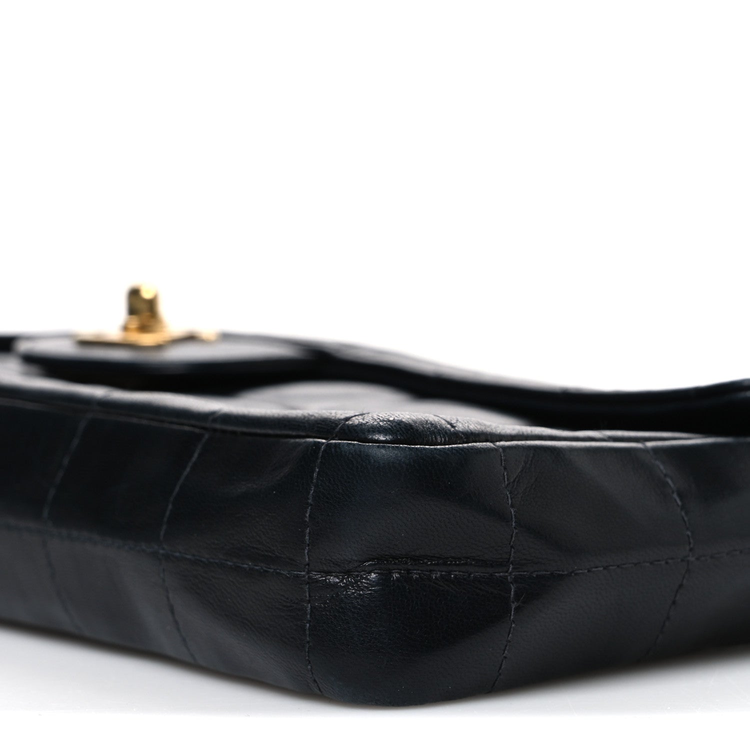 Lambskin East West Chocolate Bar Flap Black