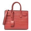 Calfskin Crocodile Embossed Nano Sac De Jour Rose Fonce