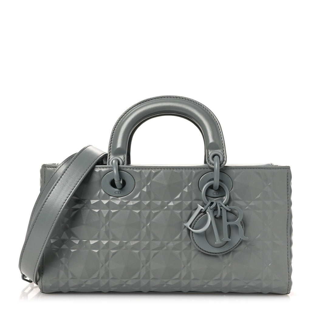 Calfskin Cannage Diamond Medium Lady D-Joy Grey