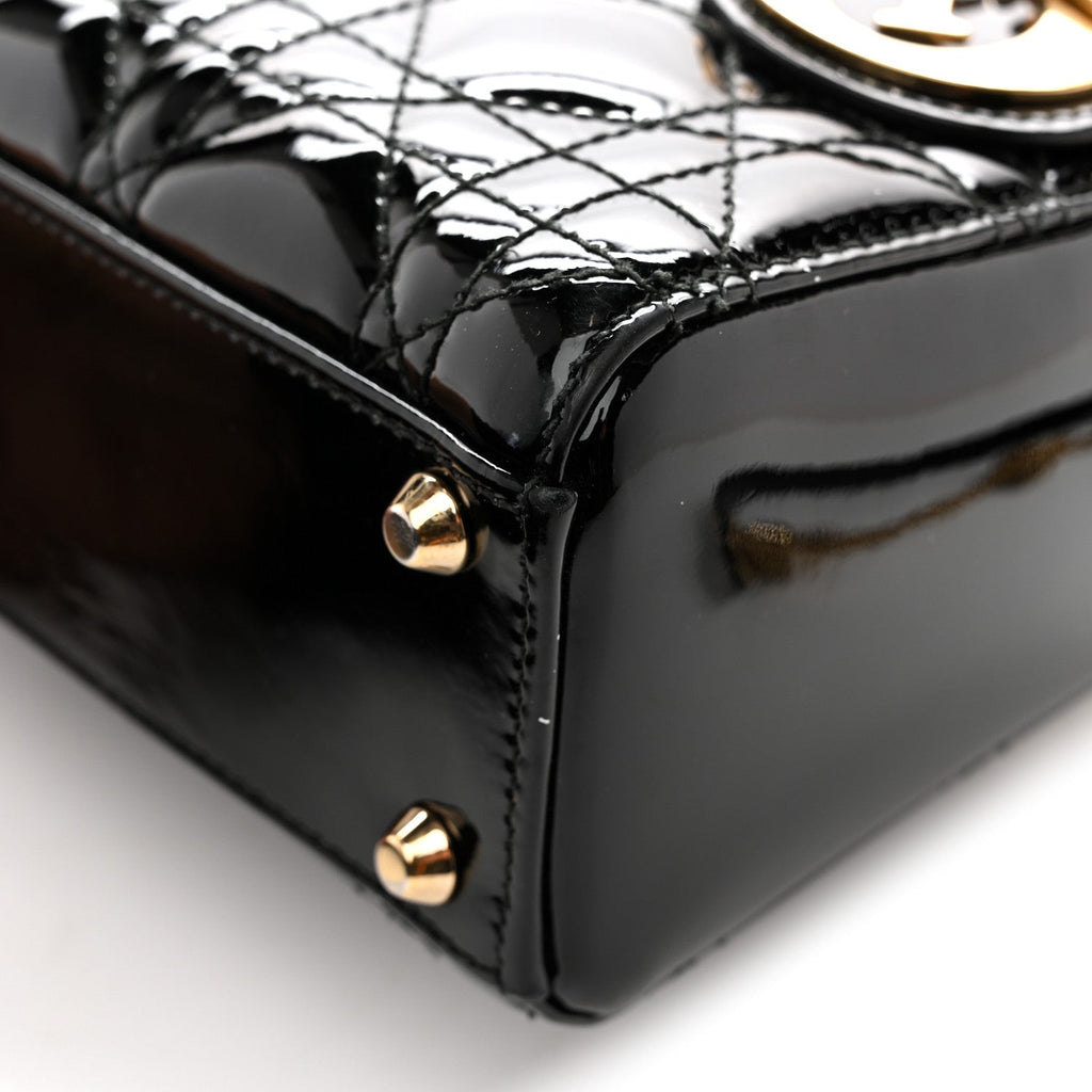 Patent Cannage Mini Lady Dior Black