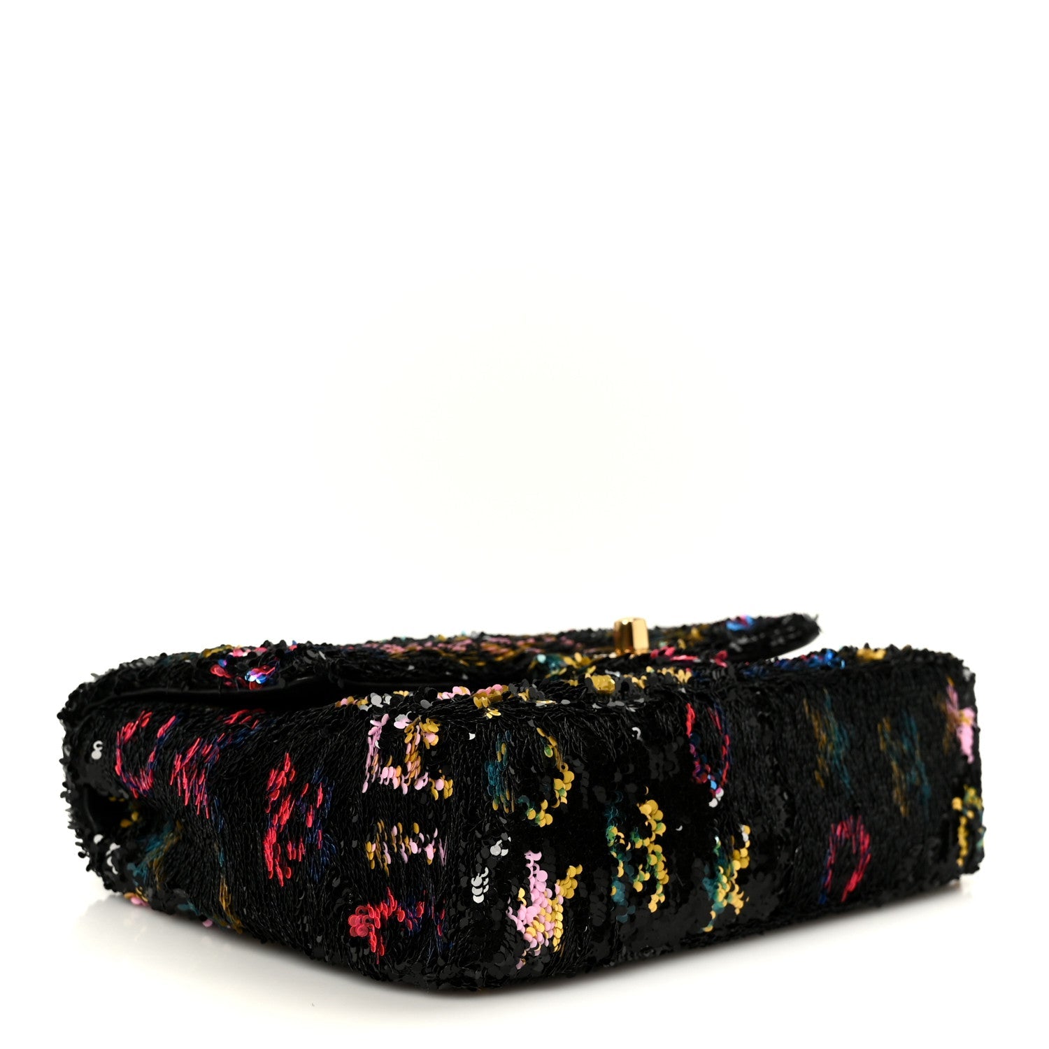 Sequin Logo CC Small Single Flap Black Multicolor