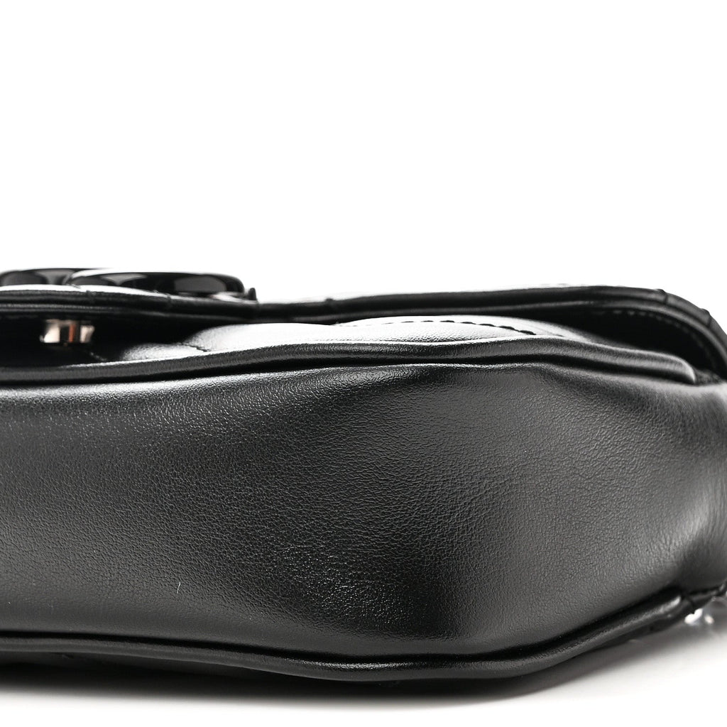 Calfskin Matelasse Monochrome GG Marmont Chain Belt Bag Black