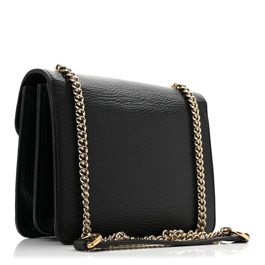 Dollar Calfskin Small Interlocking G Shoulder Bag Black