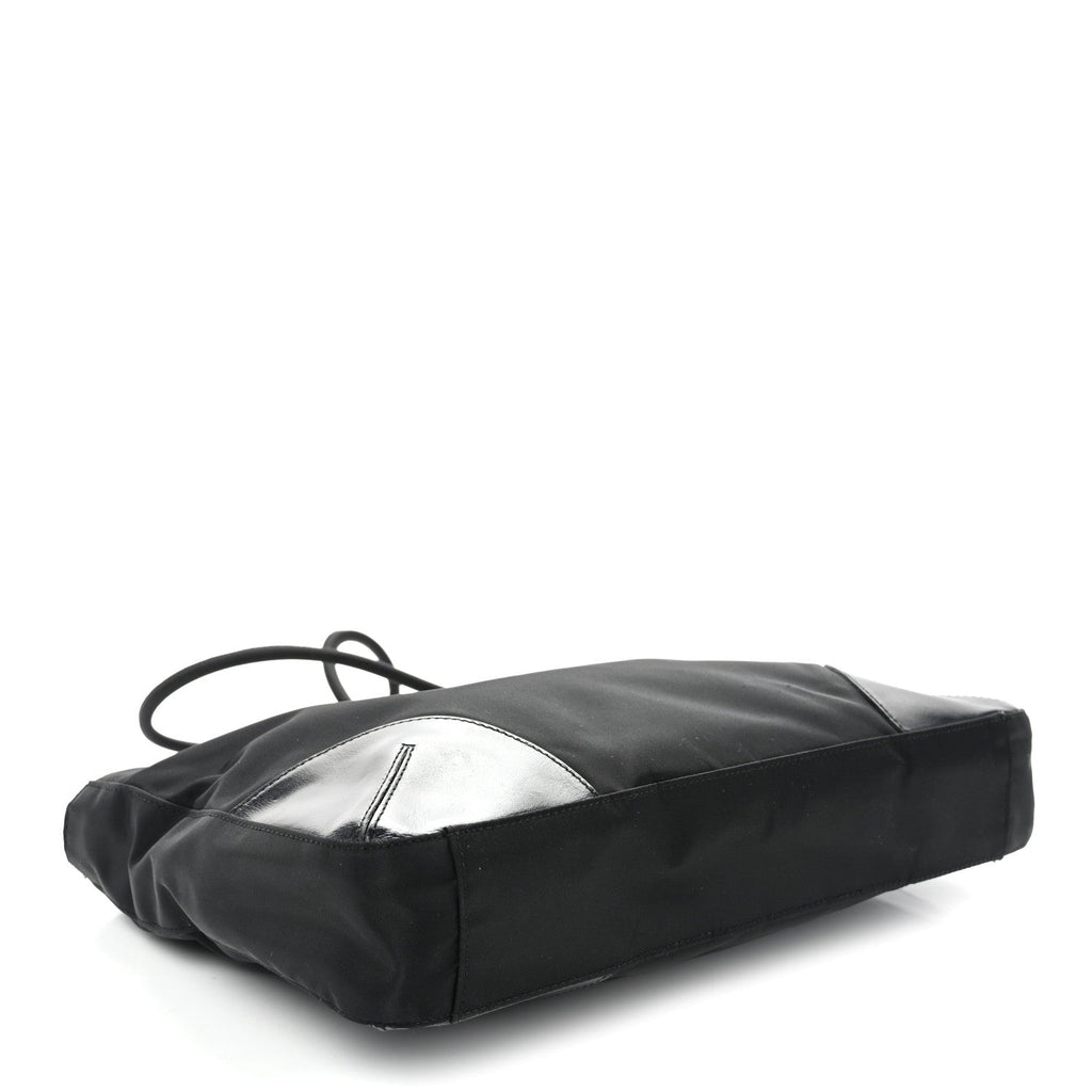 Tessuto Nylon Calfskin Shopping Tote Black