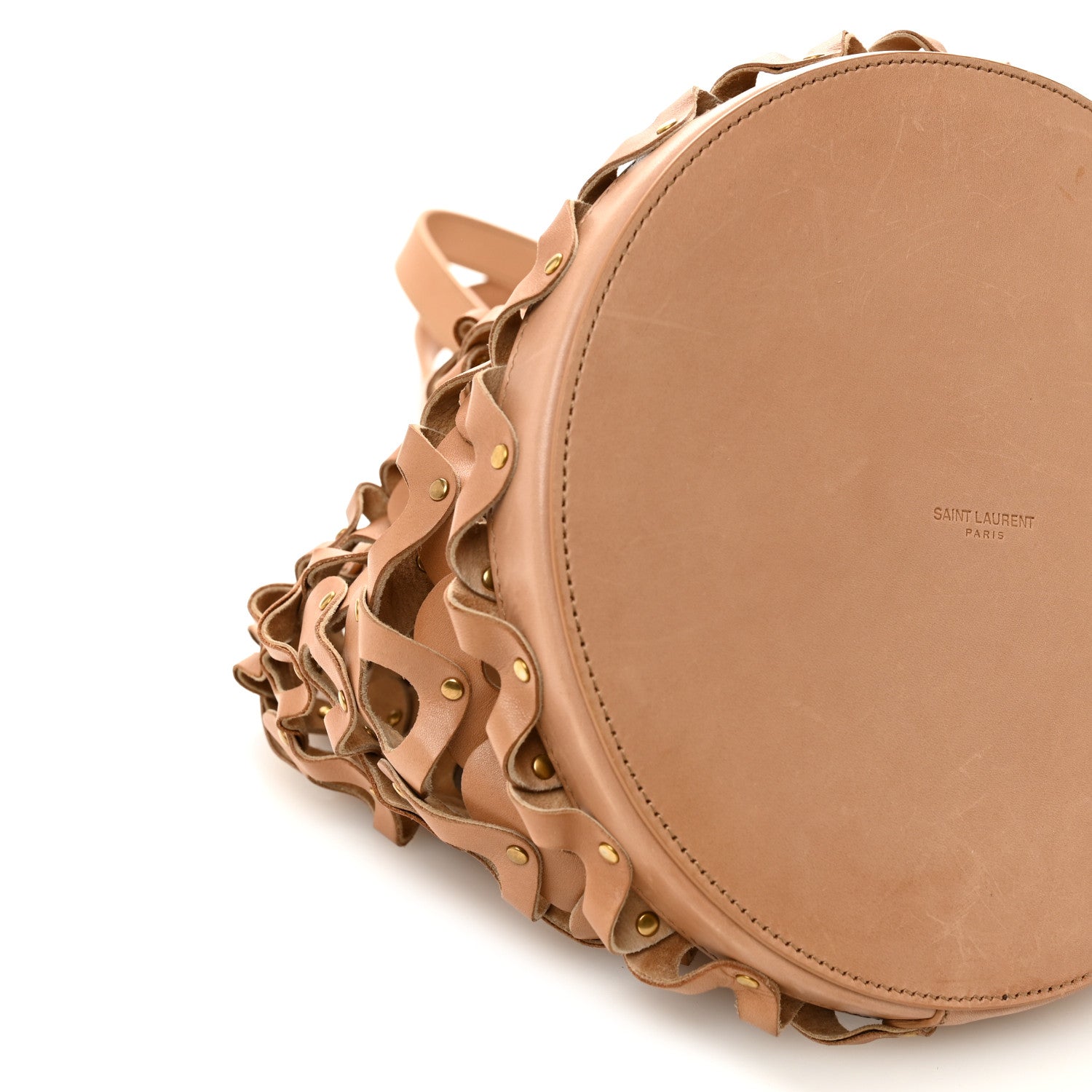 Vegetable Tanned Calfskin Studded Seau Coeur Bucket Bag Vintage Brown