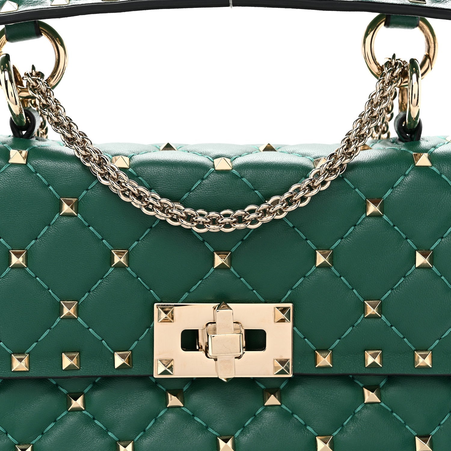 Nappa Small Rockstud Spike Shoulder Bag Gea Green