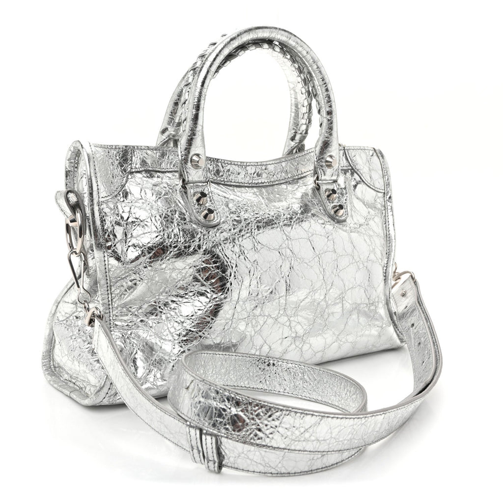 Metallic Agneau Silver Hardware Small Le City Silver