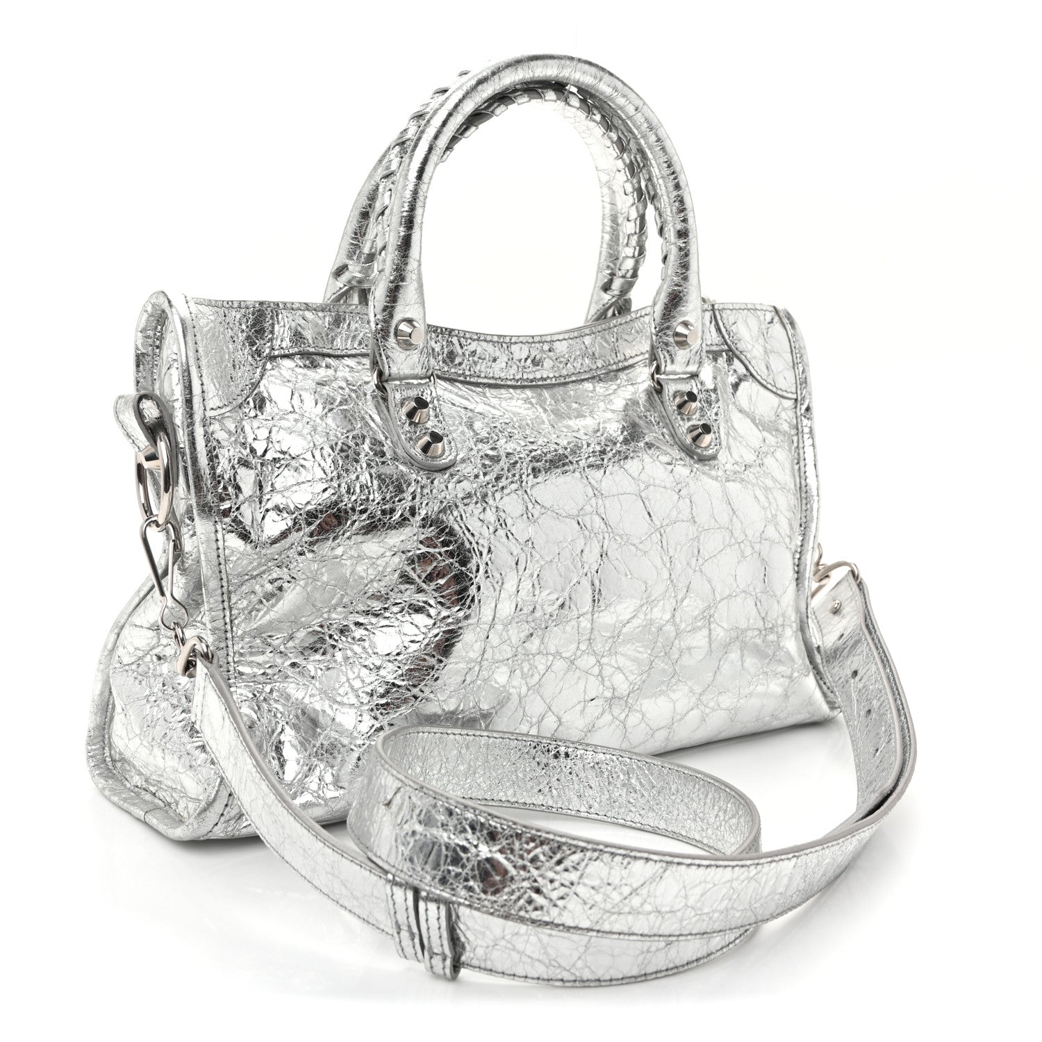 Metallic Agneau Silver Hardware Small Le City Silver
