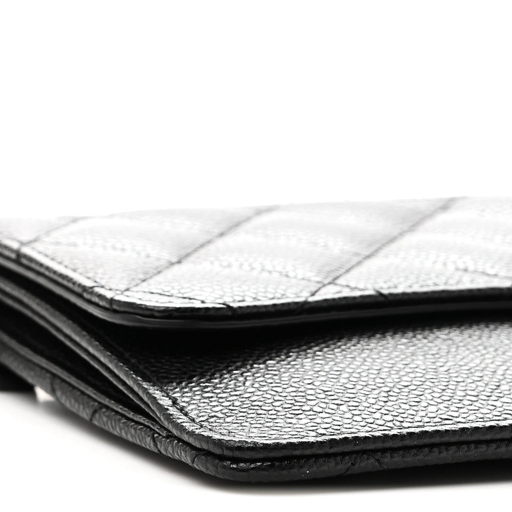 Caviar Quilted Classic Pouch With Handle Black