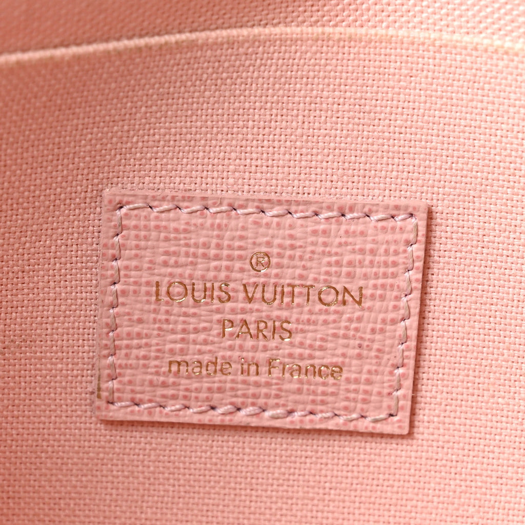 Damier Azur Pochette Felicie Chain Wallet Rose Ballerine