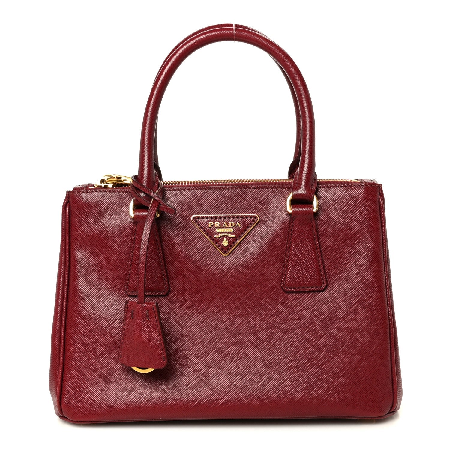 Saffiano Lux Small Galleria Double Zip Tote Cerise