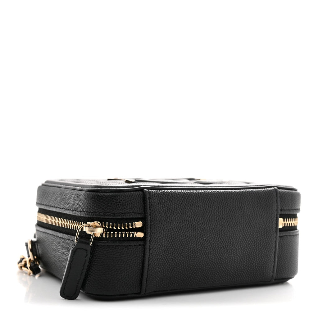 Caviar Quilted CC Filigree Vanity Clutch With Chain Black