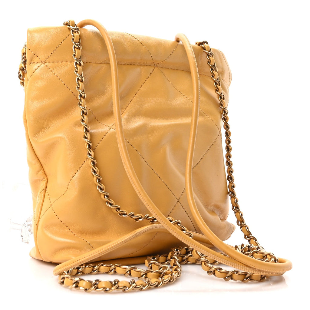 Shiny Calfskin Quilted Mini Chanel 22 Yellow