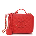 Caviar Quilted Medium CC Filigree Vanity Case Red