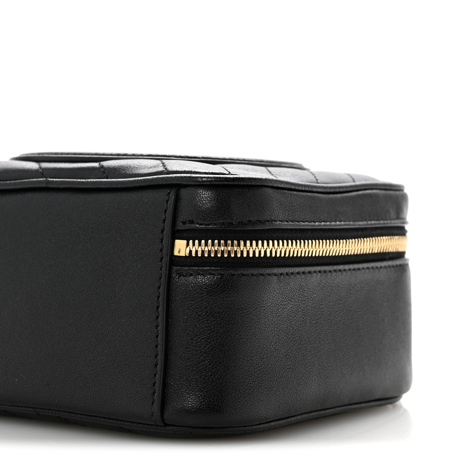 Sakai Be Green Calfskin Diagonal Stitched Blondie Top Handle Bag Black