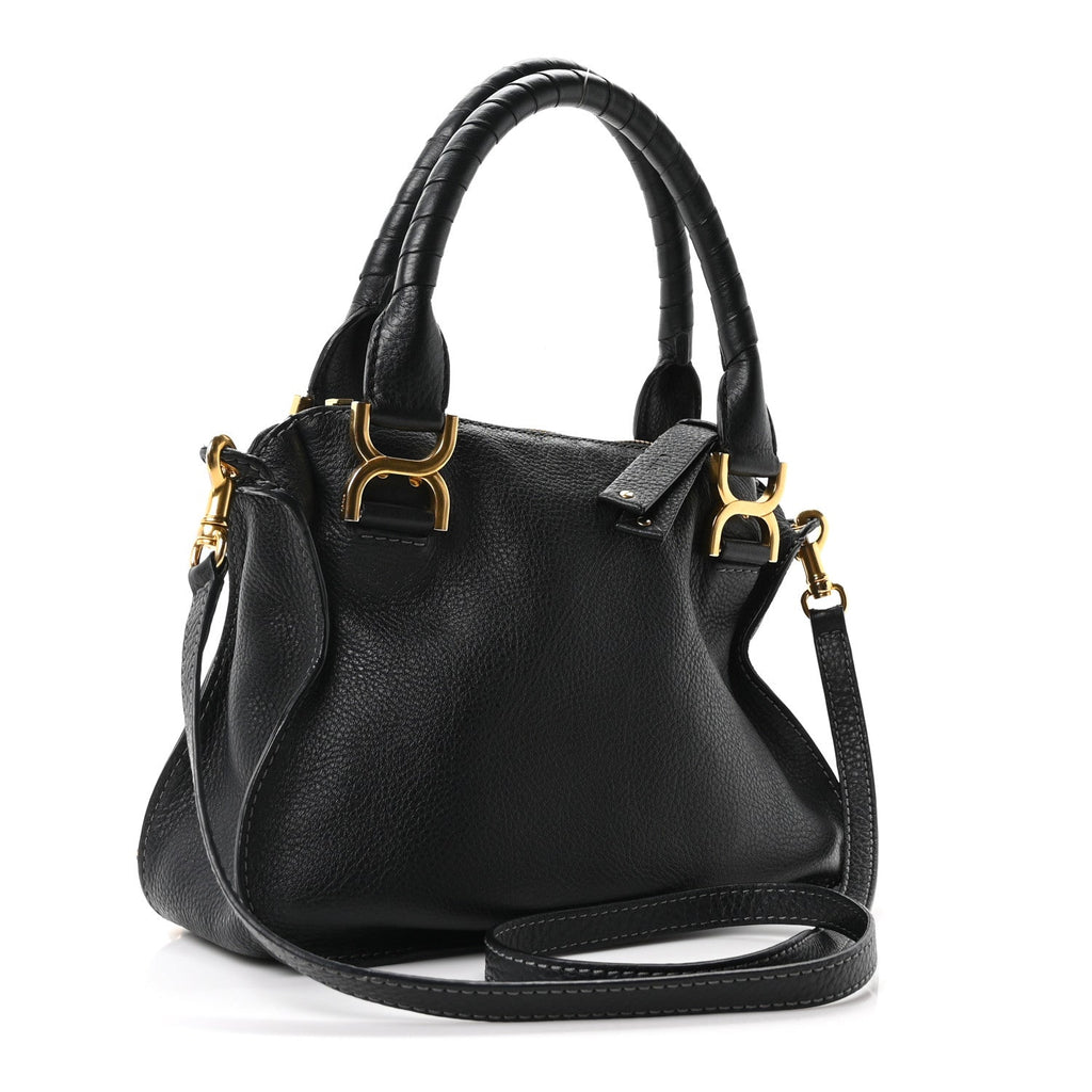 Calfskin Small Marcie Satchel Black