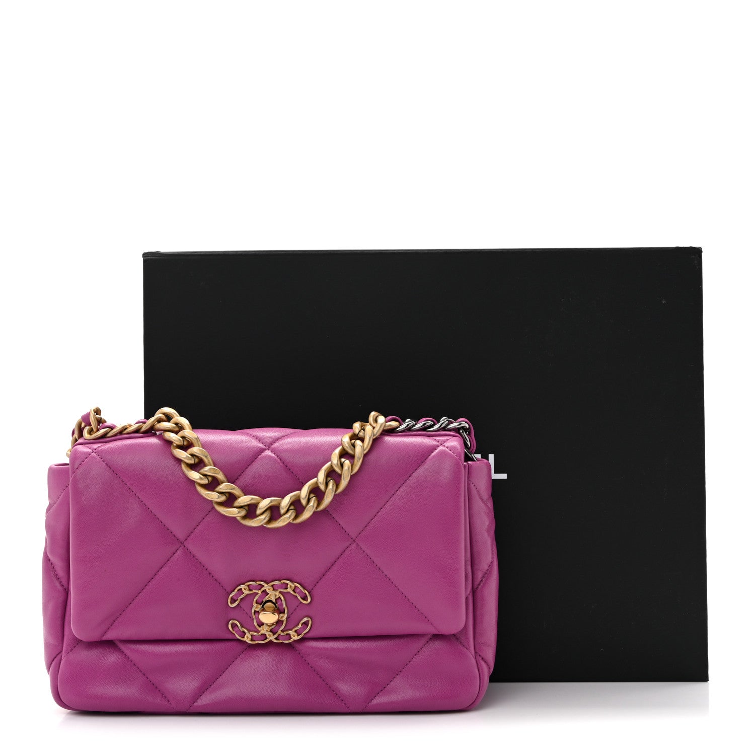 Lambskin Quilted Medium Chanel 19 Flap Purple