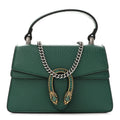 Dollar Calfskin Crystal Mini Dionysus Top Handle Bag Emerald